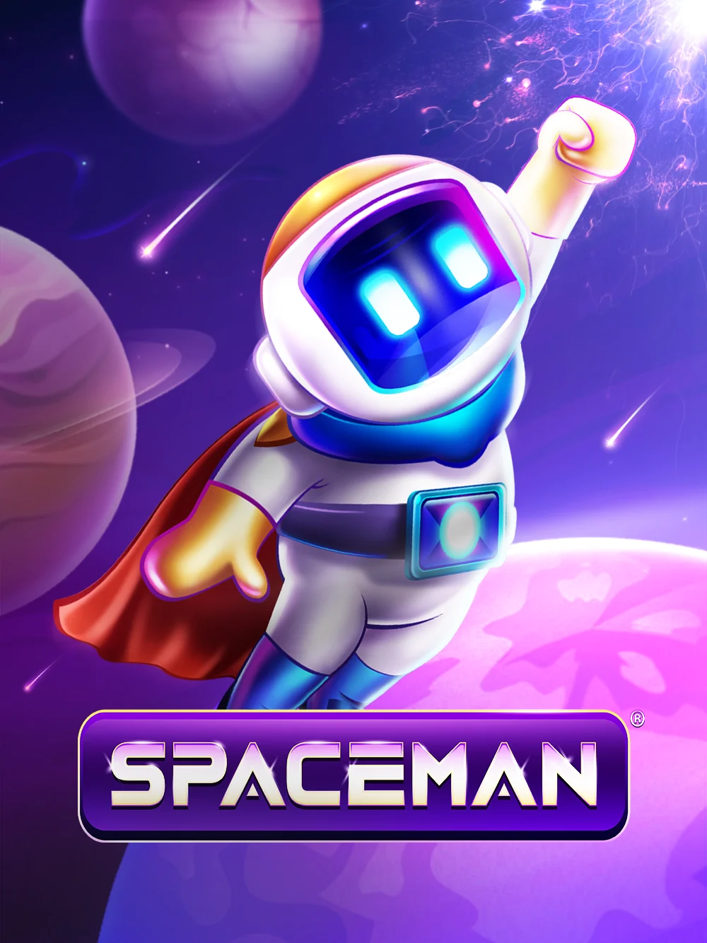 Tarjeta de juego espacial con acción rápida y estilo futurista.
